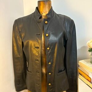 Vintage hurricane collection black leather jacket S
